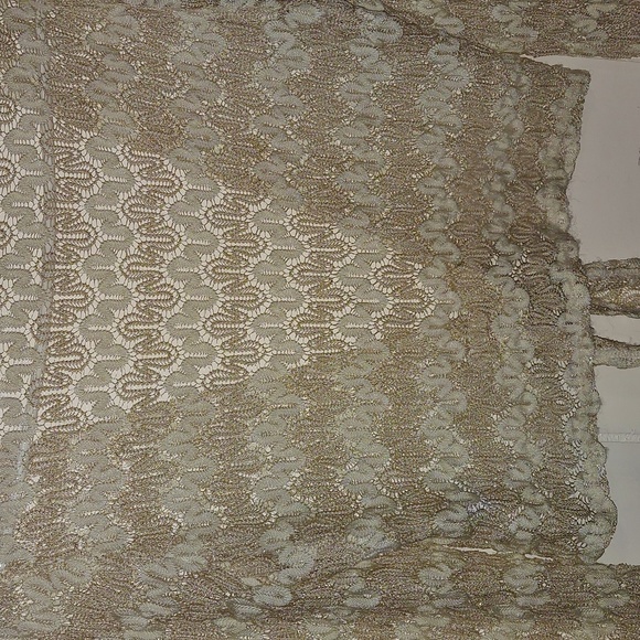 Worthington Shrug Cream Shawl Gold Glittery Sz L - Picture 7 of 7